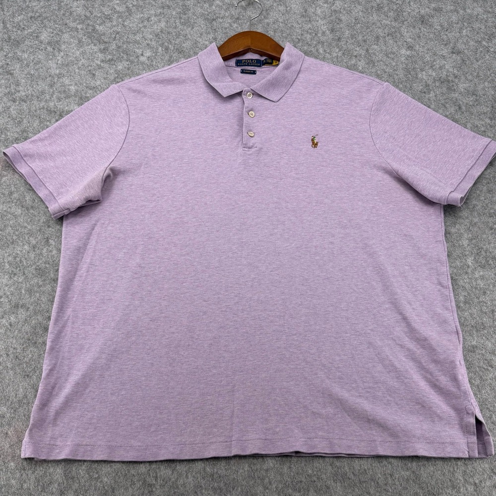 Polo Ralph Lauren Mens XL Classic Fit Short Sleeve Polo Shirt Heathered Purple